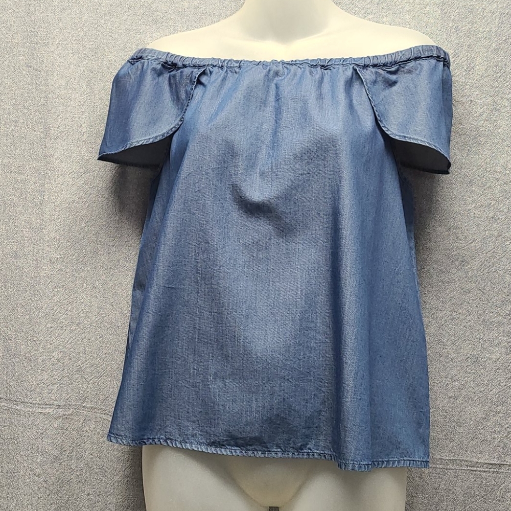 J. Crew Denim Tank With Flutter Sleeve NWT (Small)